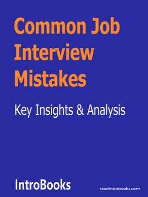 cover image of Common Job Interview Mistakes